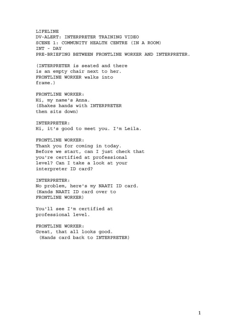 Script writing sample