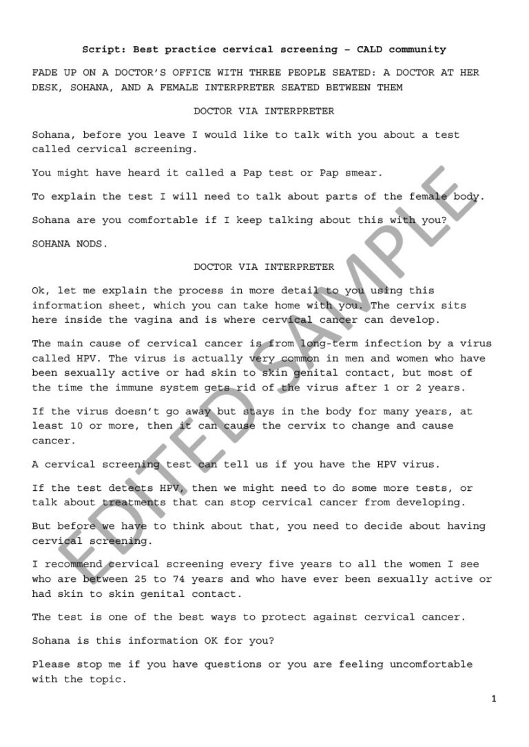 Script writing sample