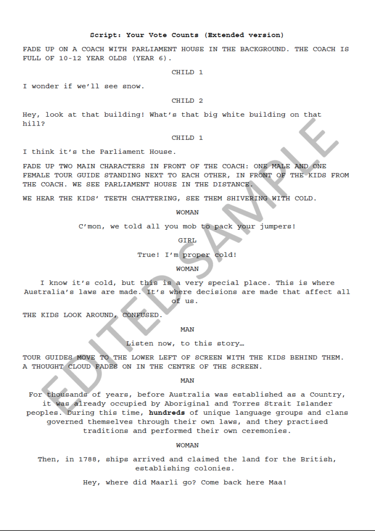 Script writing sample
